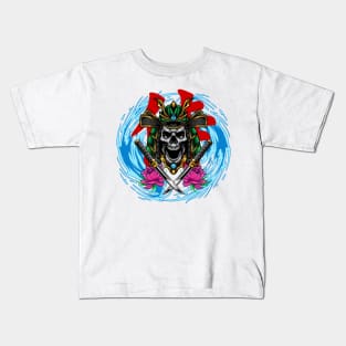 Samurai Skull-1 Kids T-Shirt